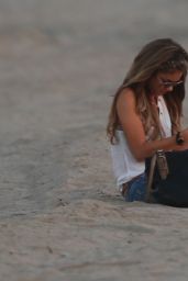 Sarah Hyland Writing in a Journal at the Beach in Los Angeles