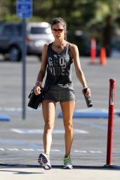 Alessandra Ambrosio Leggy in Shorts - Heads to the Gym in LA, November 2014