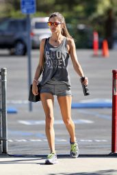 Alessandra Ambrosio Leggy in Shorts - Heads to the Gym in LA, November 2014