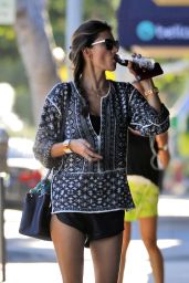 Alessandra Ambrosio Leggy in Shorts - Out in Santa Monica - November 2014