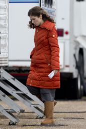 Anna Kendrick in a Bright Orange Coat - Out in New Orleans, November 2014