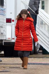 Anna Kendrick in a Bright Orange Coat - Out in New Orleans, November 2014