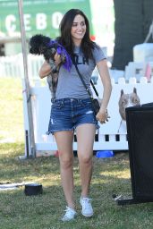 Emmy Rossum in Denim Shorts - Adopting a Dog at the NKLA Adoption Event in Los Angeles