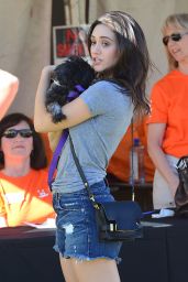 Emmy Rossum in Denim Shorts - Adopting a Dog at the NKLA Adoption Event in Los Angeles
