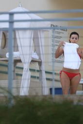 Eva Longoria in a Red Bikini at a Pool in Miami - November 2014