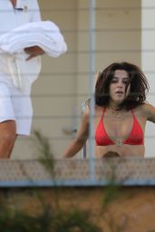 Eva Longoria in a Red Bikini at a Pool in Miami - November 2014