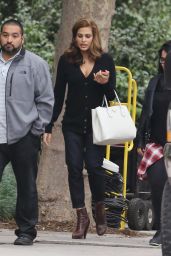 Eva Mendes - Shooting a Commercial in Los Angeles, November 2014