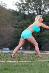 Frankie Essex Weight-Loss Mission - Working Out in a Park in Essex - November 2014