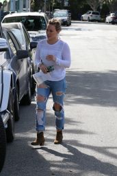 Hilary Duff in Ripped Jeans - Out for Breakfast in West Hollywood - November 2014