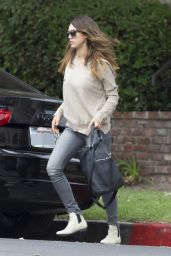Jessica Alba Casual Outfit - Out in Santa Monica - October 2014