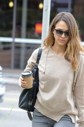 Jessica Alba Casual Outfit - Out in Santa Monica - October 2014