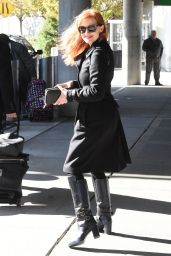 Jessica Chastain Fall Style at JFK in New York City - November 2014
