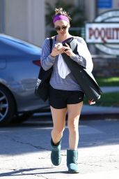 Kaley Cuoco Leggy in Shorts - Leaving Yoga Class in Sherman Oaks, November 2014