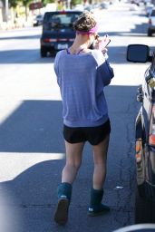 Kaley Cuoco Leggy in Shorts - Leaving Yoga Class in Sherman Oaks, November 2014