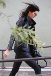 Kendall Jenner in Leather Pants - at Kate Mantillini Restaurant in Los Angeles, November 2014