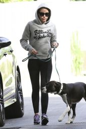 Miley Cyrus in Leggings - Walking Her Dog in LA - November 2014
