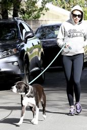 Miley Cyrus in Leggings - Walking Her Dog in LA - November 2014
