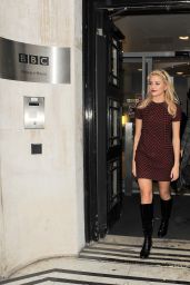 Pixie Lott in Mini Dress - Arriving at BBC Radio 2 Studios in London - Nov. 2014