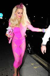 Rita Ora in Pink Dress - Leaving Death Of A Geisha Party