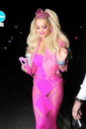 Rita Ora in Pink Dress - Leaving Death Of A Geisha Party
