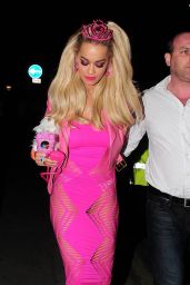 Rita Ora in Pink Dress - Leaving Death Of A Geisha Party