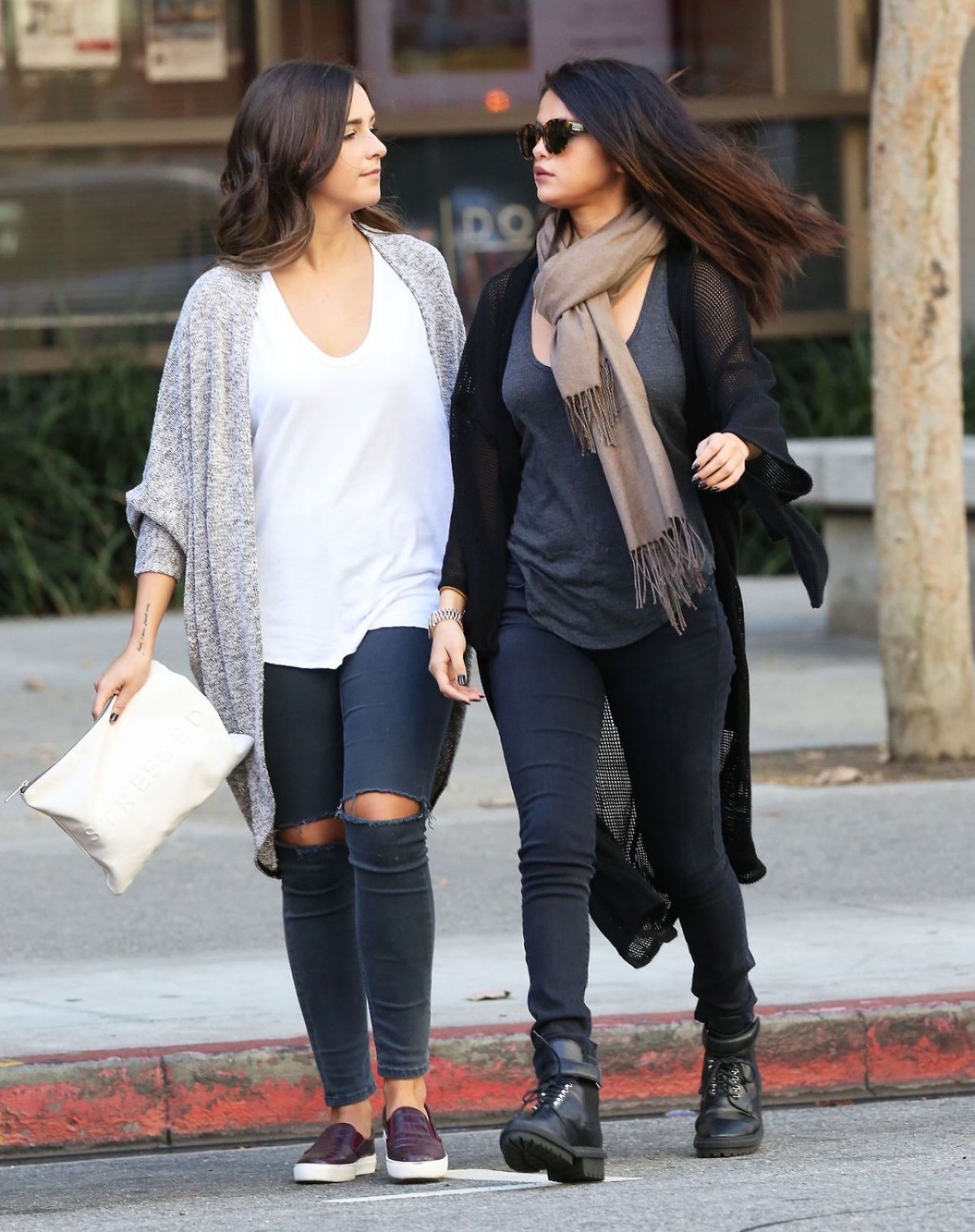 Selena Gomez Street Fashion - Leaves Starbucks in Los Angeles