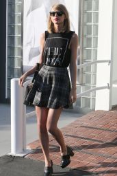 Taylor Swift Leggy in Mini Skirt - Leaving a Studio in Los Angeles - November 2014