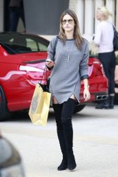Alessandra Ambrosio in Thigh High Boots and Short Mini Skirt - Shopping in L.A.