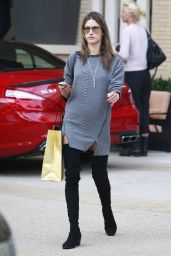 Alessandra Ambrosio in Thigh High Boots and Short Mini Skirt - Shopping in L.A.