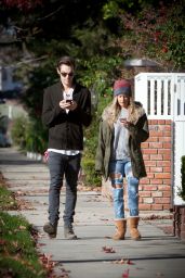 Ashley Tisdale in Ripped Jeans - Out for a Stroll in Studio City, Dec. 2014