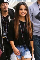 Becky G in Jeans Shorts at the Staples Center in Los Angeles, Dec. 2014