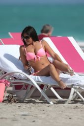 Claudia Romani Pink Bikini Pics - Miami, December 2014