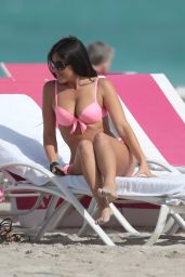 Claudia Romani Pink Bikini Pics - Miami, December 2014