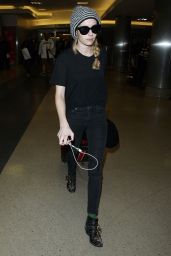 Emma Roberts Casual Style - Arrives at LAX Airport, Dec. 2014