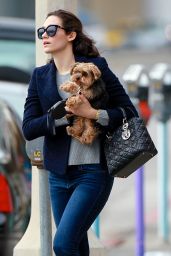 Emmy Rossum Street Style - Walking Her Dog in Los Angeles, December 2014