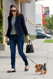 Emmy Rossum Street Style - Walking Her Dog in Los Angeles, December 2014