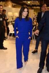 Eva Longoria all in Blue - Visits Marina Interiors furniture store Dubai - December 2014