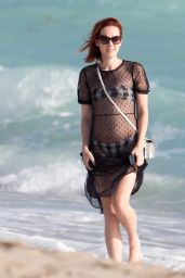 Jena Malone Bikini Candids - Beach in Miami, December 2014