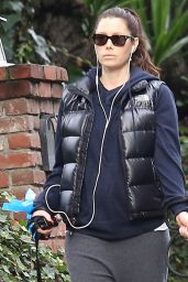 Jessica Biel - Taking Her Dogs for a Walk in Hollywood - December 2014