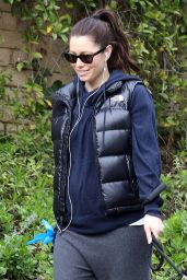 Jessica Biel - Taking Her Dogs for a Walk in Hollywood - December 2014