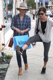 Julianne Hough in Plaid Shirt and tighjt Jeans - Shopping at Kitson in West Hollywood - Dec. 2014