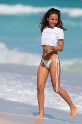 Karrueche Tran Bikini Pictures - at a Beach in Miami - December 2014