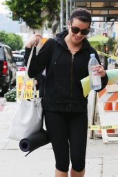 Lea Michele in Leggings - Going to Yoga Class in Los Angeles, Dec. 2014