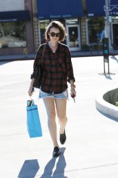Lily Collins Leggy in Jeans Shorts - Out in Los Angeles, December 2014