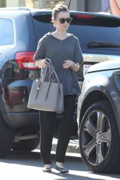 Lily Collins Style- Leaving Dry Cleaning in Los Angeles, December 2014