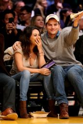 Mila Kunis and Ashton Kutcher - at the Lakers Game in LA - December 2014