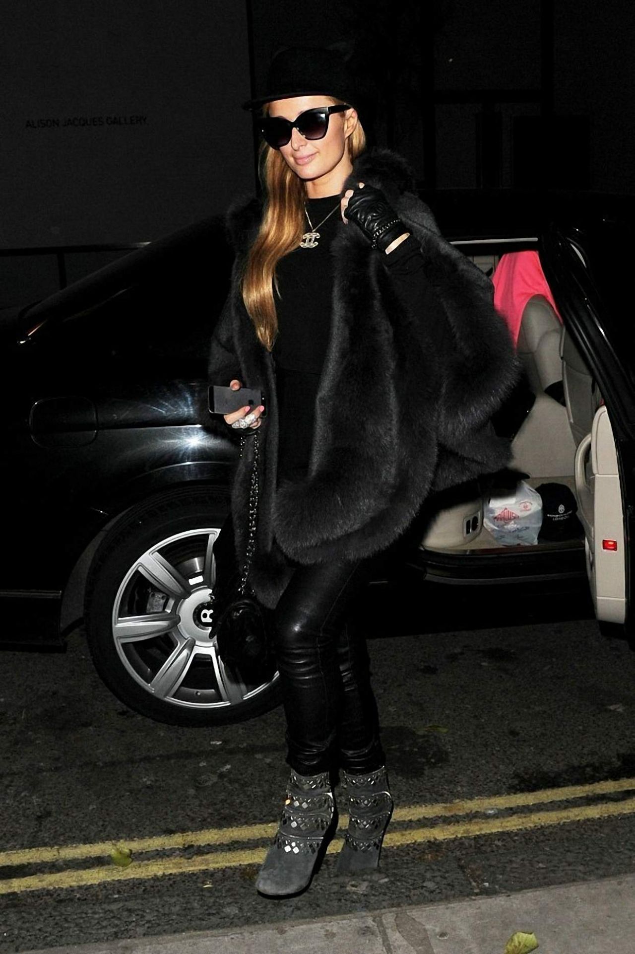 Paris Hilton Night Out Style - Chiltern Firehouse in London, December ...