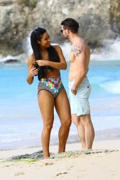 Sarah-Jane Crawford in a Swimsuit on a beach in Barbados - December 2014