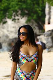 Sarah-Jane Crawford in a Swimsuit on a beach in Barbados - December 2014