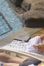 Sofia Vergara in White Swimsuit - Poolside in Hawaii - December 2014